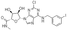 structure of CAS# 163042-96-4, 1-[2-氯-6-[[(3-碘苯基)甲基]氨基]-9H-嘌呤-9-基]-1-脱氧-N-甲基-beta-D-呋喃核糖酰胺