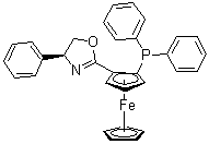 (2R)-1-[(4S)-4,5-二氢-4-苯基-2-恶唑基]-2-(二苯基膦基)二茂铁分子结构 (CAS 163169-12-8)