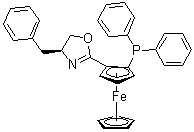 (2R)-1-[(4S)-4,5-二氢-4-(苯基甲基)-2-恶唑基]-2-(二苯基膦基)二茂铁分子结构 (CAS 163169-14-0)