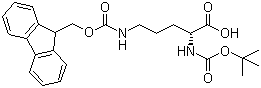 N-叔丁氧羰基-(N'-芴甲氧羰基)-D-鸟氨酸分子结构 (CAS 163336-15-0)