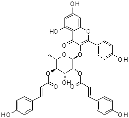 山柰酚 3-O-alpha-L-[2,4-二-(E)-对香豆酰]吡喃鼠李糖苷分子结构 (CAS 163434-73-9)