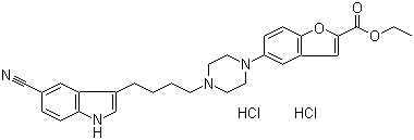 5-[4-[4-(5-Cyano-1H-indol-3-yl)butyl]-1-piperazinyl]-2-benzofurancarboxylic acid ethyl ester hydrochloride molecular structure (CAS 163521-09-3)
