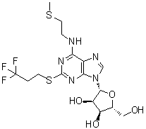 structure of CAS# 163706-58-9, N-[2-(甲硫基)乙基]-2-[(3,3,3-三氟丙基)硫基]腺苷