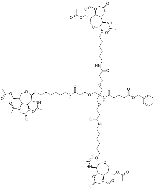 [(6-{[(2R,3R,4R,5R,6R)-4,5-双(乙酰氧基)-6-[(乙酰氧基)甲基]-3-乙酰氨基氧杂环庚烷-2-基]氧基}己基)氨基甲酰]乙氧基)甲基]丙烷-2-基)氨基甲酰]丁酸酯分子结构 (CAS 1637413-81-0)