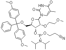 CAS # 163878-63-5, 5'-O-[Bis(4-methoxyphenyl)phenylmethyl]-2'-O-(2-methoxyethyl)-5-methyluridine 3'-[2-cyanoethyl N,N-bis(1-methylethyl)phosphoramidite]