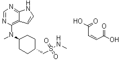 structure of CAS# 1640292-55-2, trans-N-Methyl-4-(methyl-7H-pyrrolo[2,3-d]pyrimidin-4-ylamino)cyclohexanemethanesulfonamide (2Z)-2-butenedioate (1:1)