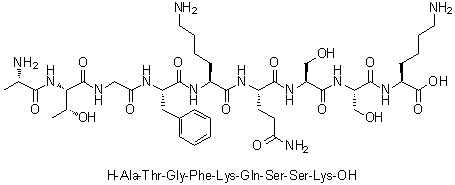 CAS 登录号：164031-31-6, L-丙氨酰-L-苏氨酰甘氨酰-L-苯丙氨酰-L-赖氨酰-L-谷氨酰胺酰-L-丝氨酰-L-丝氨酰-L-赖氨酸