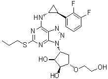 (1S,2S,3R,5S)-3-[7-[[(1R,2S)-2-(2,3-二氟苯基)环丙基]氨基]-5-(丙硫基)-3H-1,2,3-三唑并[4,5-d]嘧啶-3-基]-5-(2-羟基乙氧基)-1,2-环戊烷二醇分子结构 (CAS 1643378-48-6)
