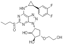 structure of CAS# 1644461-85-7, (1S,2S,3R,5S)-3-[7-[[(1R,2S)-2-(3,4-二氟苯基)环丙基]氨基]-5-(丙基亚磺酰基)-3H-1,2,3-三唑并[4,5-d]嘧啶-3-基]-5-(2-羟基乙氧基)-1,2-环戊烷二醇