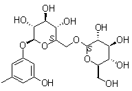 苔黑酚龙胆二糖苷分子结构 (CAS 164991-86-0)