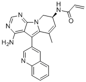 structure of CAS# 1661854-97-2, (S)-N-(4-氨基-6-甲基-5-(喹啉-3-基)-8,9-二氢嘧啶并[5,4-b]吲嗪-8-基)丙烯酰胺
