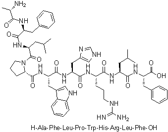 L-丙氨酰-L-苯丙氨酰-L-亮氨酰-L-脯氨酰-L-色氨酰-L-组氨酰-L-精氨酰-L-亮氨酰-L-苯丙氨酸分子结构 (CAS 166188-11-0)
