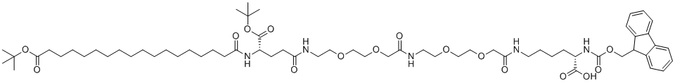 芴甲氧羰基-L-赖氨酰[辛-(O叔丁基)-谷氨酰-(O叔丁基)-AEEA-AEEA]-OH分子结构 (CAS 1662688-20-1)