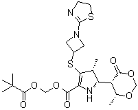(4R,5S)-3-[[1-(4,5-二氢-2-噻唑基)-3-氮杂环丁基]硫代]-4,5-二氢-4-甲基-5-[(4R,5S)-4-甲基-6-氧代-1,3-二恶烷-5-基]-1H-吡咯-2-羧酸(2,2-二甲基-1-氧代丙氧基)甲酯分子结构 (CAS 1665289-91-7)