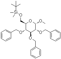 CAS 登录号：166592-73-0, 甲基 6-O-[(叔丁基)二甲基硅烷基]-2,3,4-三-O-(苯基甲基)-alpha-D-吡喃葡萄糖苷