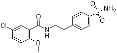 structure of CAS# 16673-34-0, 4-[2-(5-氯-2-甲氧基苯甲酰氨基)乙基]苯磺酰胺