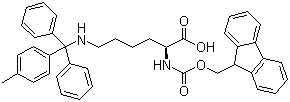 Fmoc-N'-甲基三苯甲基-L-赖氨酸分子结构 (CAS 167393-62-6)