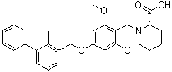 structure of CAS# 1675201-83-8, (2S)-1-[[2,6-二甲氧基-4-[(2-甲基[1,1'-联苯]-3-基)甲氧基]苯基]甲基]-2-哌啶羧酸