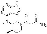 (3R,4R)-4-甲基-3-(甲基-7H-吡咯并[2,3-d]嘧啶-4-基氨基)-beta-氧代-1-哌啶丙酰胺分子结构 (CAS 1675248-19-7)