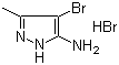 structure of CAS# 167683-86-5, 4-Bromo-3-methyl-1H-pyrazol-5-amine hydrobromide