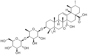 CAS # 167875-39-0, Rubelloside B, (+)-Rubelloside B, (3beta)-3-[(6-Deoxy-4-O-beta-D-glucopyranosyl-beta-D-galactopyranosyl)oxy]urs-12-ene-27,28-dioic acid