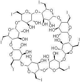 6A,6B,6C,6D,6E,6F,6G,6H-八脱氧-6A,6B,6C,6D,6E,6F,6G,6H-八碘-gamma-环糊精分子结构 (CAS 168296-33-1)