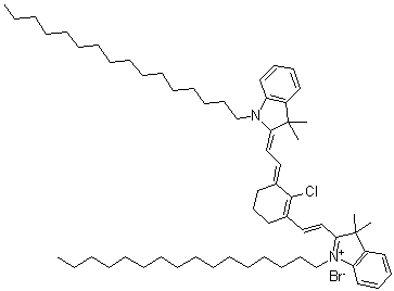 CAS 登录号：1684393-77-8, 2-[2-[2-氯-3-[2-(1-十六烷基-1,3-二氢-3,3-二甲基-2H-吲哚-2-亚基)亚乙基]-1-环己烯-1-基]乙烯基]-1-十六烷基-3,3-二甲基-3H-吲哚鎓溴化物