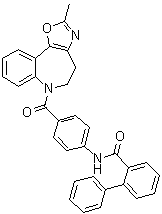 structure of CAS# 168626-93-5, N-[4-[(4,5-二氢-2-甲基-6H-恶唑并[4,5-d][1]苯并氮杂卓-6-基)羰基]苯基][1,1'-联苯]-2-甲酰胺
