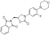 structure of CAS# 168828-89-5, (S)-N-[[3-(3'-氟-4'-吗啉基苯基)-2-氧代-5-噁唑烷基]甲基]邻苯二甲酰亚胺