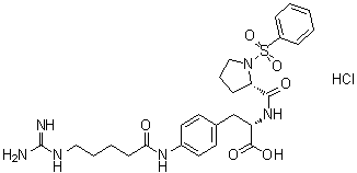 structure of CAS# 1689542-67-3, 1-(Phenylsulfonyl)-L-prolyl-4-[[5-[(aminoiminomethyl)amino]-1-oxopentyl]amino]-L-phenylalanine hydrochloride (1:1)