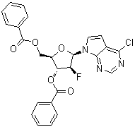 4-氯-7-(3,5-二-O-苯甲酰基-2-脱氧-2-氟-beta-D-阿拉伯呋喃糖基)-7H-吡咯并[2,3-d]嘧啶分子结构 (CAS 169516-55-6)