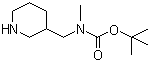 structure of CAS# 169750-76-9, N-甲基-N-[(哌啶-3-基)甲基]氨基甲酸叔丁酯