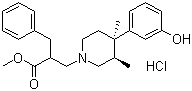 (S)-2-(((3R,4R)-4-(3-羟基苯基)-3,4-二甲基哌啶-1-基)甲基)苯丙酸甲酯盐酸盐分子结构 (CAS 170098-28-9)
