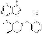 N-甲基-N-[(3R,4R)-4-甲基-1-(苯基甲基)-3-哌啶基]-7H-吡咯并[2,3-d]嘧啶-4-胺盐酸盐(1:?)分子结构 (CAS 1702274-61-0)