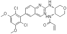 N-[(3S,4S)-3-[[6-(2,6-Dichloro-3,5-dimethoxyphenyl)-2-quinazolinyl]amino]tetrahydro-2H-pyran-4-yl]-2-propenamide molecular structure (CAS 1707289-21-1)