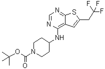 CAS 登录号：1709863-43-3, 4-[[6-(2,2,2-三氟乙基)噻吩并[2,3-d]嘧啶-4-基]氨基]-1-哌啶羧酸叔丁酯
