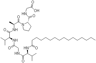 N-(1-氧代十六烷基)-L-缬氨酰甘氨酰-L-缬氨酰-L-丙氨酰-L-脯氨酰甘氨酸分子结构 (CAS 171263-26-6)