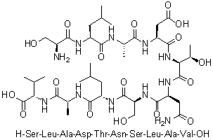 L-丝氨酰-L-亮氨酰-L-丙氨酰-L-alpha-天冬氨酰-L-苏氨酰-L-天冬氨酰胺酰-L-丝氨酰-L-亮氨酰-L-丙氨酰-L-缬氨酸分子结构 (CAS 172286-82-7)