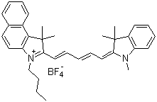 CAS # 172491-72-4, 3-Butyl-2-[5-(1,3-dihydro-1,3,3-trimethyl-2H-indol-2-ylidene)-1,3-pentadienyl]-1,1-dimethyl-1H-benz[e]indolium tetrafluoroborate(1-)