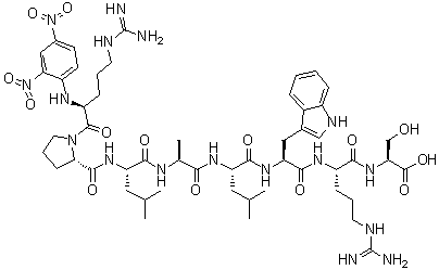 N2-(2,4-二硝基苯基)-L-精氨酰-L-脯氨酰-L-亮氨酰-L-丙氨酰-L-亮氨酰-L-色氨酰-L-精氨酰-L-丝氨酸分子结构 (CAS 172666-82-9)