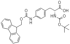 N-[叔丁氧羰基]-4-[[芴甲氧羰基]氨基]-D-苯丙氨酸分子结构 (CAS 173054-11-0)