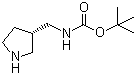 (S)-[[吡咯烷-3-基]甲基]氨基甲酸叔丁酯分子结构 (CAS 173340-26-6)