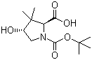 (2S,4R)-N-Boc-4-羟基-3,3-二甲基吡咯烷-2-甲酸分子结构 (CAS 173913-66-1)