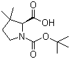 (S)-N-Boc-3,3-二甲基吡咯烷-2-甲酸分子结构 (CAS 174060-98-1)