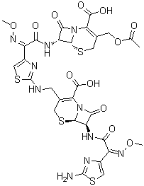 (6R,7R)-3-[(乙酰氧基)甲基]-7-[[(2Z)-[2-[[[(6R,7R)-7-[[(2Z)-(2-氨基-4-噻唑基)(甲氧基亚胺)乙酰基]氨基]-2-羧基-8-氧代-5-硫杂-1-氮杂双环[4.2.0]辛-2-烯-3-基]甲基]氨基]-4-噻唑基](甲氧基亚胺)乙酰基]氨基]-8-氧代-5-硫杂-1-氮杂双环[4.2.0]辛-2-烯-2-羧酸分子结构 (CAS 175032-97-0)
