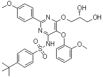 CAS # 175556-12-4, (R)-N-[6-(2,3-Dihydroxypropoxy)-5-(2-methoxyphenoxy)-2-(4-methoxyphenyl)-4-pyrimidinyl]-4-(1,1-dimethylethyl)benzenesulfonamide, Ro 46-8443