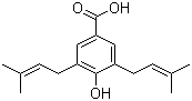 CAS # 17622-86-5, Nervogenic acid, 4-Hydroxy-3,5-bis(3-methyl-2-buten-1-yl)benzoic acid