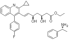CAS 登录号：176593-07-0, (R)-alpha-甲基苯甲胺与[R-[R*,S*-(E)]]-7-[2-环丙基-4-(4-氟苯基)-3-喹啉基]-3,5-二羟基-6-庚烯酸乙酯的化合物