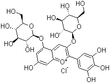 structure of CAS# 17670-06-3, 氯化花翠素-3,5-二葡糖苷