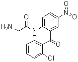CAS # 17714-02-2, 2-(2-Aminoacetamido)-2'-chloro-5-nitrobenzophenone, 2-Amino-N-[2-(2-chlorobenzoyl)-4-nitrophenyl]acetamide
